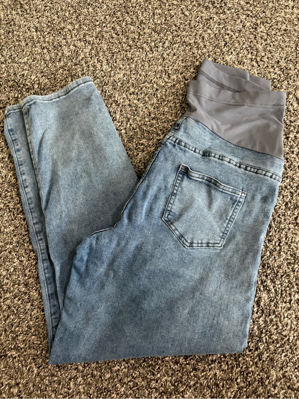 Unk Light Blue Wash Maternity Jeggings with Gray Waist Panel